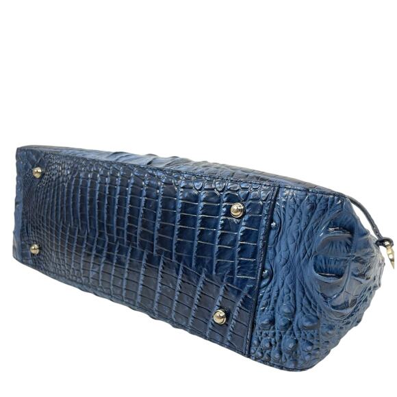 Brahmin Small Irene Leather Satchel Bag Maritime Blue Croc Embossed - Picture 5 of 12